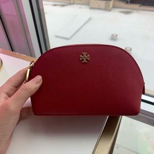 Tory Burch Robinson Cosmetic Makeup Bag Pouch Red